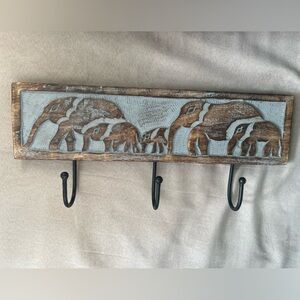 Elephant Carved Wall Hook Decor